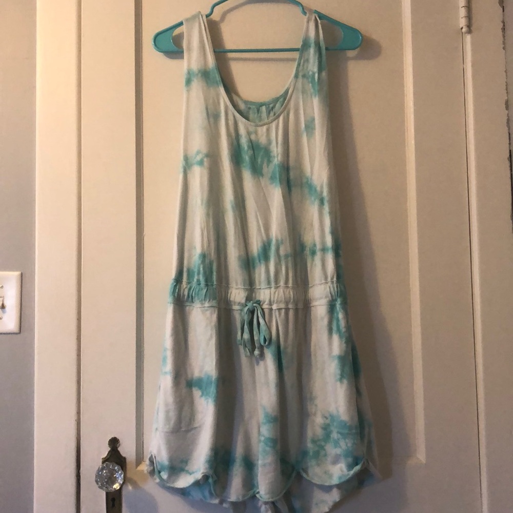 Blue and white romper